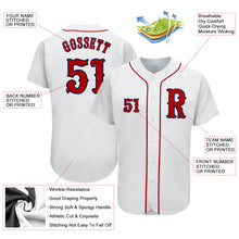 Load image into Gallery viewer, Custom White Red-Navy Authentic Baseball Jersey
