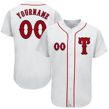 Load image into Gallery viewer, Custom White Red-Navy Authentic Baseball Jersey
