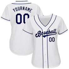 Load image into Gallery viewer, Custom White Navy Authentic Baseball Jersey
