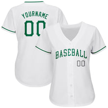 Load image into Gallery viewer, Custom White Kelly Green-Gray Authentic St. Patrick&#39;s Day Baseball Jersey
