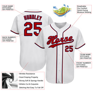 Custom White Red-Navy Authentic Baseball Jersey