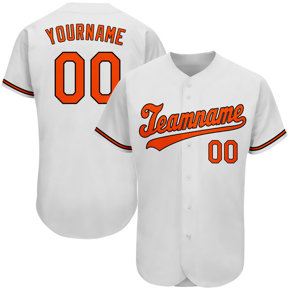 Custom Team Black Baseball Authentic White Orange Strip Jersey Orange
