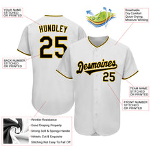 Load image into Gallery viewer, Custom White Black-Gold Authentic Baseball Jersey
