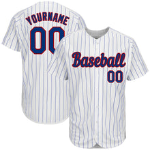 Charger l&#39;image dans la galerie, Custom White Royal Pinstripe Royal-Red Authentic Baseball Jersey
