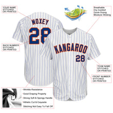 Load image into Gallery viewer, Custom White Royal Pinstripe Royal-Orange Authentic Baseball Jersey
