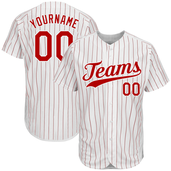 Sale Build White Baseball Authentic White Red Strip Jersey Red –  CustomJerseysPro