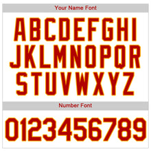 Load image into Gallery viewer, Custom White Red Pinstripe Red-Gold Authentic Baseball Jersey
