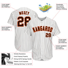 Laden Sie das Bild in den Galerie-Viewer, Custom White Brown Pinstripe Brown-Orange Authentic Baseball Jersey
