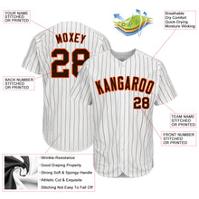 Load image into Gallery viewer, Custom White Brown Pinstripe Brown-Orange Authentic Baseball Jersey
