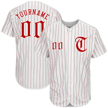 Laden Sie das Bild in den Galerie-Viewer, Custom White Red Pinstripe Red-White Authentic Baseball Jersey
