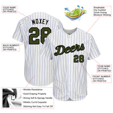Load image into Gallery viewer, Custom White Royal Pinstripe Olive-Black Authentic Memorial Day Baseball Jersey
