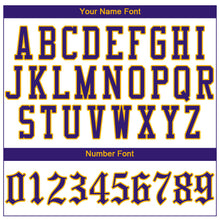 Load image into Gallery viewer, Custom White Purple Pinstripe Purple-Gold Authentic Baseball Jersey
