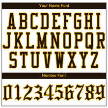 Load image into Gallery viewer, Custom White Brown Pinstripe Brown-Gold Authentic Baseball Jersey
