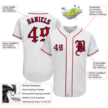 Laden Sie das Bild in den Galerie-Viewer, Custom White Red-Navy Authentic Baseball Jersey

