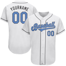 Load image into Gallery viewer, Custom White Light Blue-Steel Gray Authentic Father&#39;s Day Baseball Jersey

