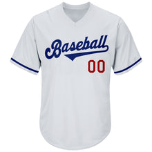 Load image into Gallery viewer, Custom White Royal-Red Authentic Throwback Rib-Knit Baseball Jersey Shirt
