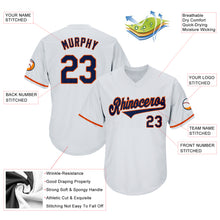 Laden Sie das Bild in den Galerie-Viewer, Custom White Navy-Orange Authentic Throwback Rib-Knit Baseball Jersey Shirt
