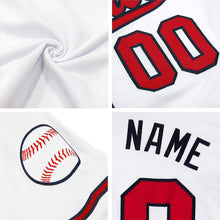 Laden Sie das Bild in den Galerie-Viewer, Custom White Navy Authentic Throwback Rib-Knit Baseball Jersey Shirt
