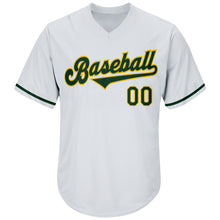 Laden Sie das Bild in den Galerie-Viewer, Custom White Green-Gold Authentic Throwback Rib-Knit Baseball Jersey Shirt
