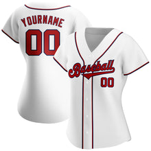Laden Sie das Bild in den Galerie-Viewer, Custom White Red-Navy Authentic Baseball Jersey
