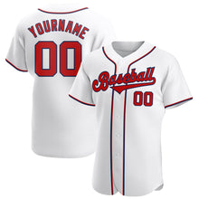 Laden Sie das Bild in den Galerie-Viewer, Custom White Red-Navy Authentic Baseball Jersey
