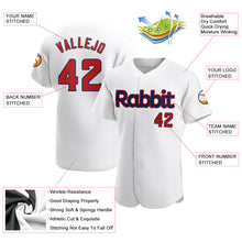 Load image into Gallery viewer, Custom White Red-Navy Authentic Baseball Jersey
