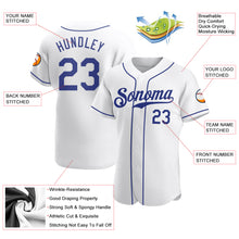 Load image into Gallery viewer, Custom White Royal Authentic Baseball Jersey
