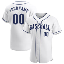 Load image into Gallery viewer, Custom White Navy-White Authentic Baseball Jersey

