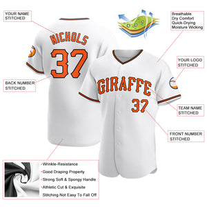 Custom White Orange-Black Authentic Baseball Jersey