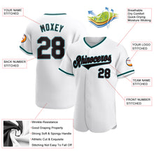 Load image into Gallery viewer, Custom White Black-Aqua Authentic Baseball Jersey
