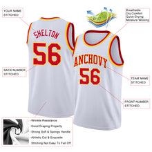 Load image into Gallery viewer, Custom White Red-Gold Round Neck Rib-Knit Basketball Jersey
