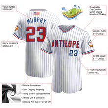 Load image into Gallery viewer, Custom White Royal Pinstripe Red-Royal Authentic American Flag Fashion Baseball Jersey
