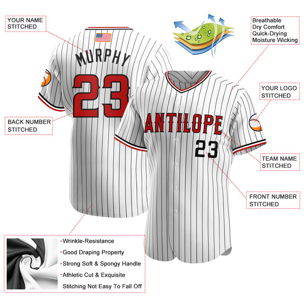 Sale Build Black Baseball Authentic White Black Strip American Flag Fashion  Jersey Red – CustomJerseysPro