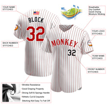 Load image into Gallery viewer, Custom White Red Pinstripe Red-Black Authentic American Flag Fashion Baseball Jersey
