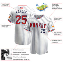 Load image into Gallery viewer, Custom White Navy Pinstripe Red-Navy Authentic American Flag Fashion Baseball Jersey
