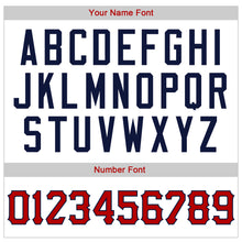 Load image into Gallery viewer, Custom White Navy Pinstripe Red-Navy Authentic American Flag Fashion Baseball Jersey
