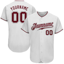 Laden Sie das Bild in den Galerie-Viewer, Custom White Crimson-Gray Authentic Baseball Jersey
