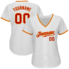 Load image into Gallery viewer, Custom White Red-Gold Authentic Baseball Jersey
