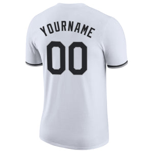 Custom White Black-Gray Performance T-Shirt