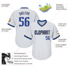 Load image into Gallery viewer, Custom White Blue-Navy Authentic Throwback Rib-Knit Baseball Jersey Shirt
