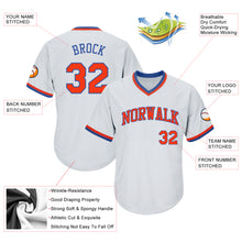 Load image into Gallery viewer, Custom White Orange-Royal Authentic Throwback Rib-Knit Baseball Jersey Shirt
