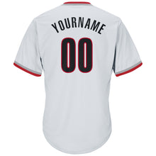 Load image into Gallery viewer, Custom White Black-Red Authentic Throwback Rib-Knit Baseball Jersey Shirt

