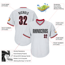 Load image into Gallery viewer, Custom White Black-Red Authentic Throwback Rib-Knit Baseball Jersey Shirt
