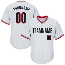 Load image into Gallery viewer, Custom White Black-Red Authentic Throwback Rib-Knit Baseball Jersey Shirt
