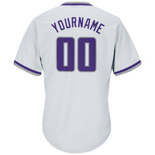 Load image into Gallery viewer, Custom White Purple-Gray Authentic Throwback Rib-Knit Baseball Jersey Shirt
