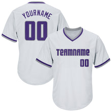 Charger l&#39;image dans la galerie, Custom White Purple-Gray Authentic Throwback Rib-Knit Baseball Jersey Shirt
