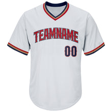 Load image into Gallery viewer, Custom White Navy-Red Authentic Throwback Rib-Knit Baseball Jersey Shirt
