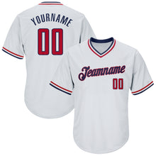 Laden Sie das Bild in den Galerie-Viewer, Custom White Red-Navy Authentic Throwback Rib-Knit Baseball Jersey Shirt
