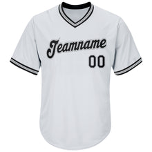 Laden Sie das Bild in den Galerie-Viewer, Custom White Black-Gray Authentic Throwback Rib-Knit Baseball Jersey Shirt
