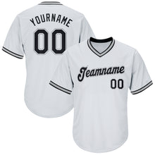 Laden Sie das Bild in den Galerie-Viewer, Custom White Black-Gray Authentic Throwback Rib-Knit Baseball Jersey Shirt
